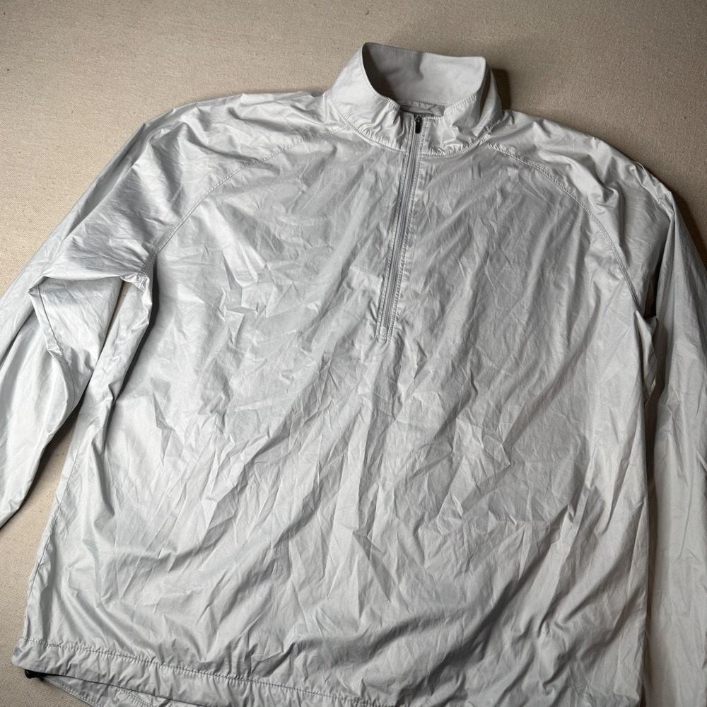 Peter Millar Wind Mens Large Light Gray 1/4 Zip Pullover Windbreaker Jacket